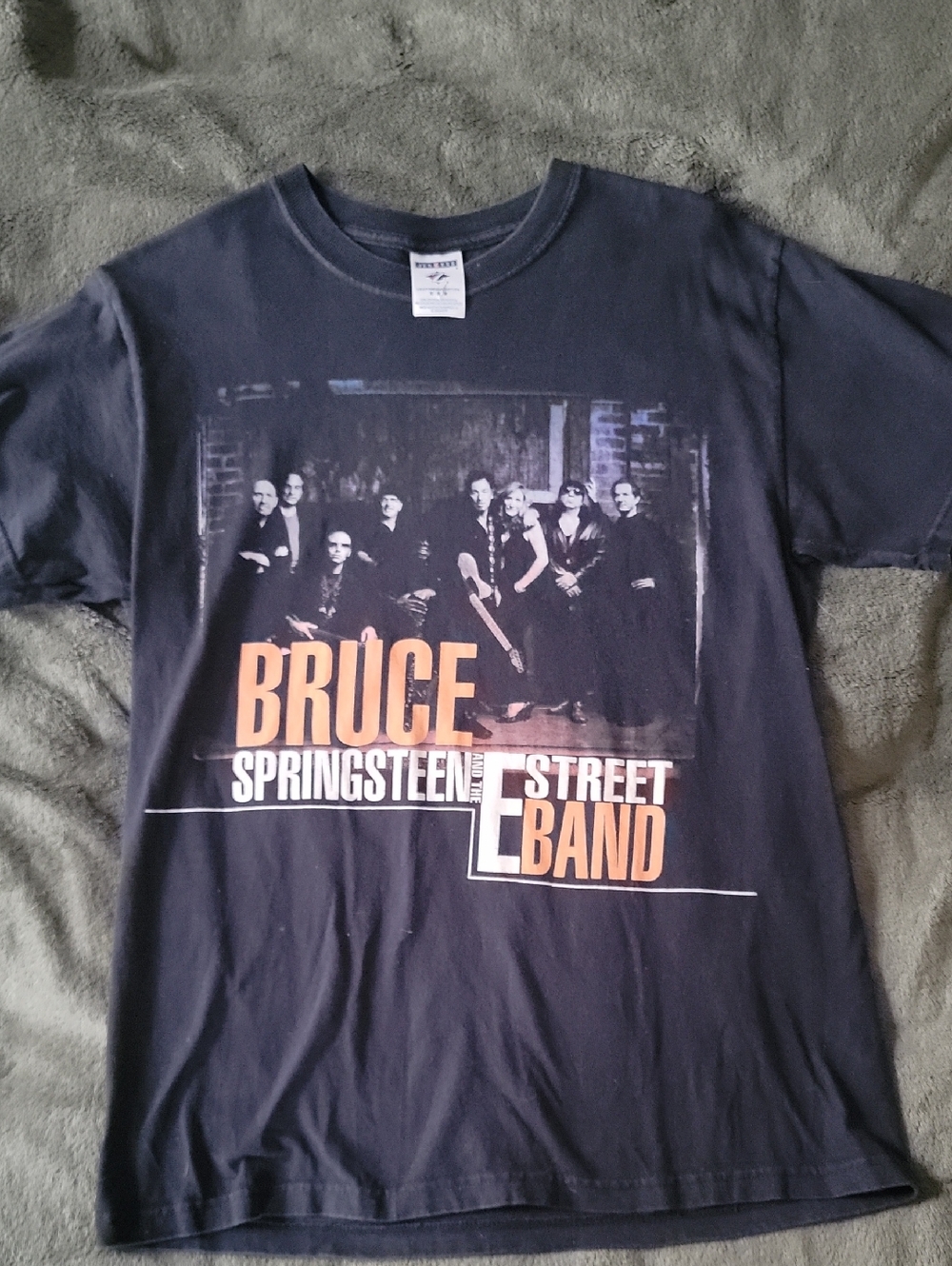 Jerzees Black Bruce Springsteen Street Band Graphic Tee with Orange Print